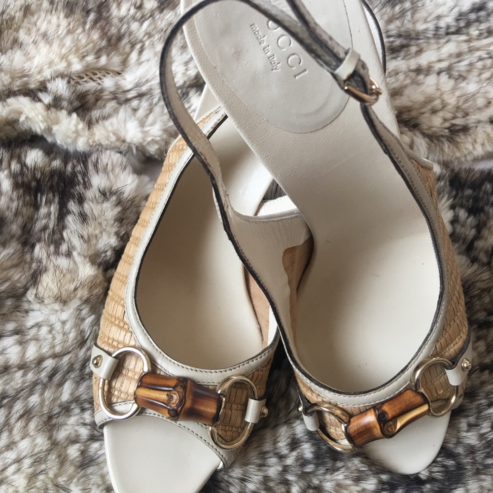 Gucci Basketweave horsebit slingback pumps